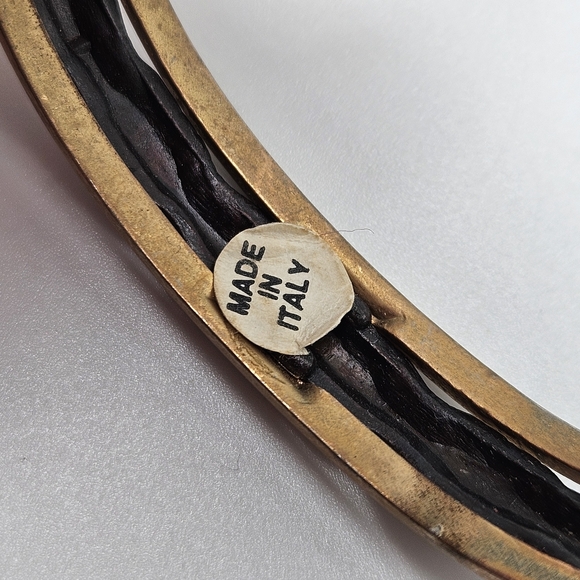 VINTAGE Copper Insert Hinged Oval Bangle Bracelet Made in Italy - Picture 6 of 7